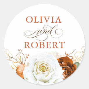 Adesivo Casamento Boho Floral Moderno Terracota e Branco