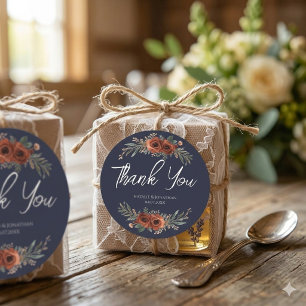 Adesivo Casamento Boho Floral Terracota Azul-Marinho 