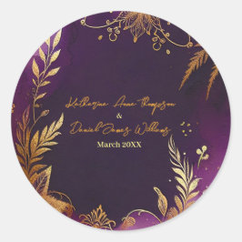Adesivo Casamento bonito com Púrpura e Dourado Floral