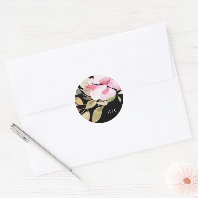 Adesivo Casamento Bonito de Aquarela Elegante Negra (Envelope)