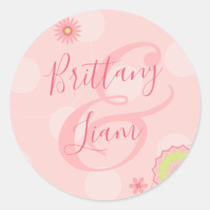 Adesivo Casamento Bonito Rosa Floral Personalizado
