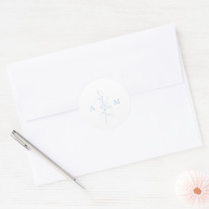 Adesivo Casamento Botânico Azul Empoeirado Limpo Elegante