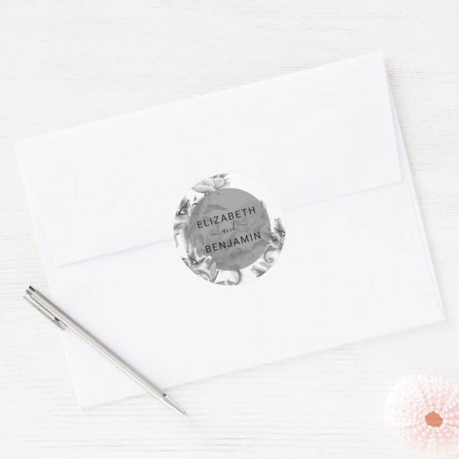 Adesivo Casamento Botânico Branco Negro (Envelope)