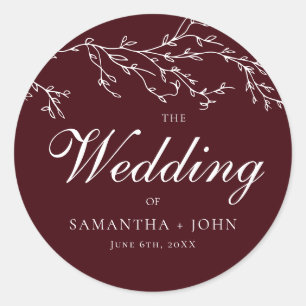 Adesivo Casamento Botânico Burgundy & Marfim Elegante