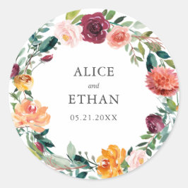 Adesivo Casamento Botânico Burgundy Organge