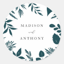 Casamento Botânico de Azul-Teal Elegante