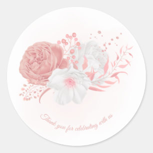 Adesivo casamento botânico de flores rosa e brancas