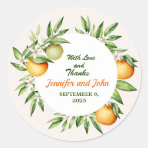 Casamento Botânico de Fruta Laranja Aquarela