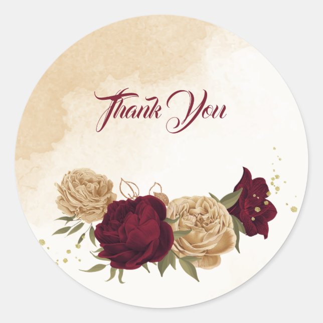 Adesivo Casamento botânico de ouro verde-branco Maroon (Frente)