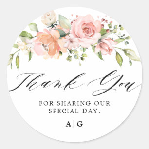 Adesivo Casamento Botânico de Rosa de Pincel Rosa Pastel