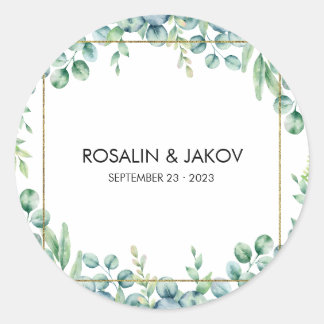 Adesivo Casamento Botânico de Verde Elegante