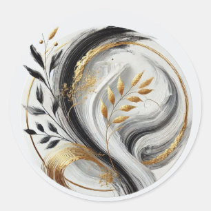 Adesivo Casamento Botânico Dourado e branco preto moderno