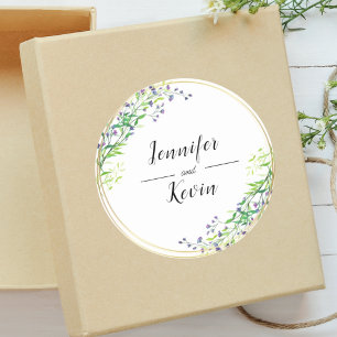 Adesivo Casamento Botânico Elegante com Verde Dourado