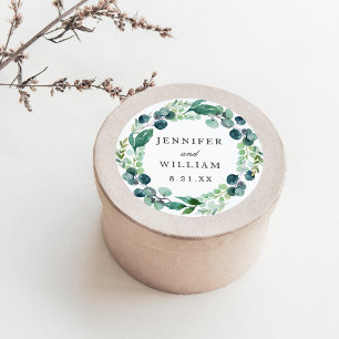 Adesivo Casamento Botânico Elegante Leafy Watercolor