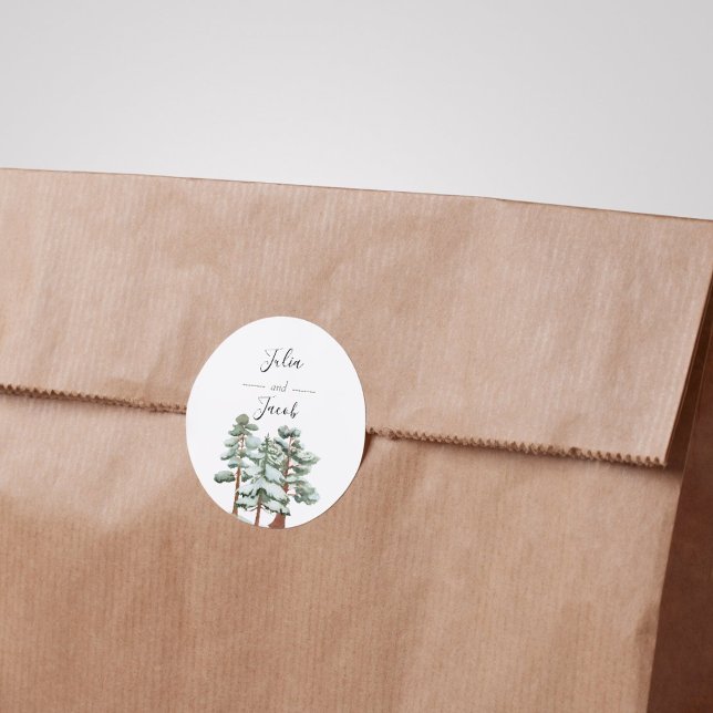 Adesivo Casamento Botânico entre Pinheiros Russos de Inver (Winter Rustic Pine Trees Lantern Botanical Wedding Party Supplies)