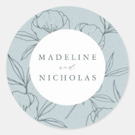 Adesivo Casamento Botânico Floral Azul e Azul Naval Modern