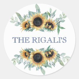 Adesivo Casamento Botânico Floral Azul-Sunflower e Marinho