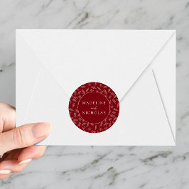 Adesivo Casamento Botânico Minimalista Moderno Carmesim