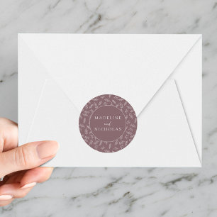 Adesivo Casamento Botânico Minimalista Moderno Roxo Mauve