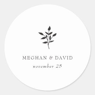 Adesivo Casamento Botânico Mínimo Elegante Moderno Simples