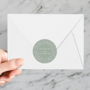 Adesivo Casamento Botânico Moderno e Moderno de Sage Green