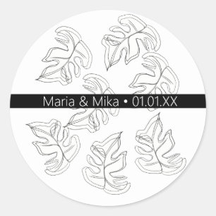 Adesivo Casamento Botânico Monstera Preto Branco