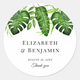 Adesivo Casamento Botânico Personalizado Elegante Tropical