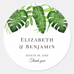 Adesivo Casamento Botânico Personalizado Elegante Tropical