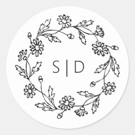 Adesivo Casamento Botânico preto e branco