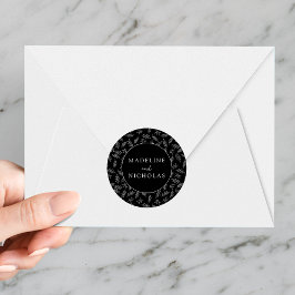 Adesivo Casamento Botânico Preto e Branco Moderno