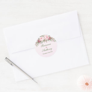 Adesivo Casamento botânico romântico rosa poeira rosa peôn