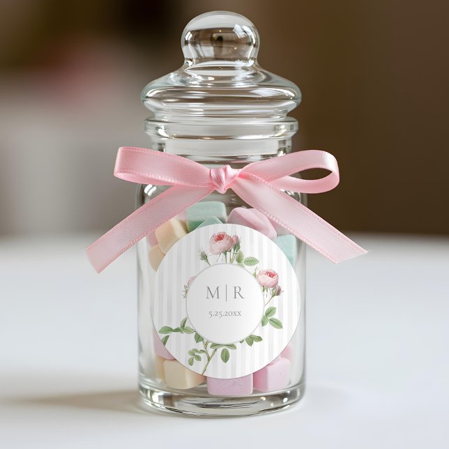 Adesivo Casamento Botânico Rosa Francês Chic Romântico (Criador carregado)