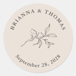 Adesivo Casamento Botânico Simples Beige