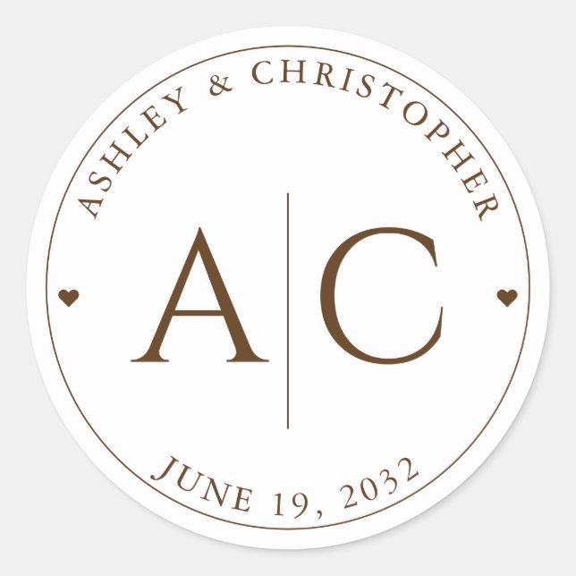 Adesivo Casamento Branca e Bronze Moderno Elegante (Frente)