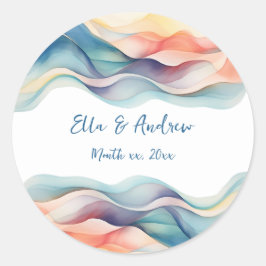 Adesivo Casamento Branco Azul Onda Abstrato Moderno