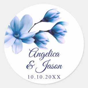 Adesivo Casamento Branco com Marinho Azul Floral de Cor V