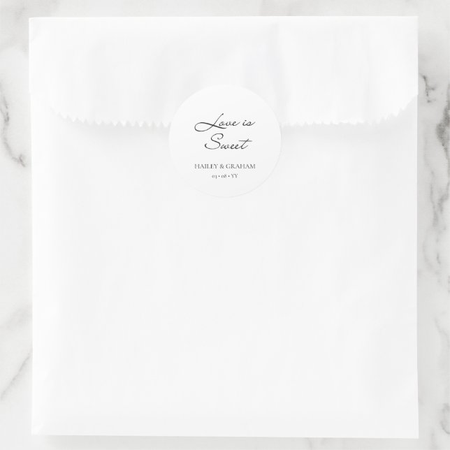 Adesivo Casamento Branco da Caligrafia Mínima do Script Cl (Bolsa)