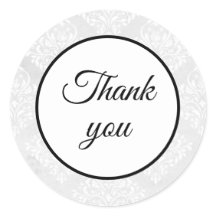 Casamento Branco Do Damask Elegante Obrigado Simpl