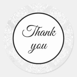 Adesivo Casamento Branco Do Damask Elegante Obrigado Simpl