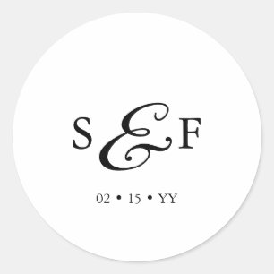 Adesivo Casamento Branco do Monograma Minimalista de Scrip