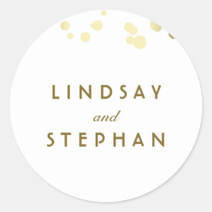 Adesivo Casamento branco e Dourado dos confetes