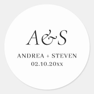 Adesivo Casamento branco e preto do Monograma Elegante