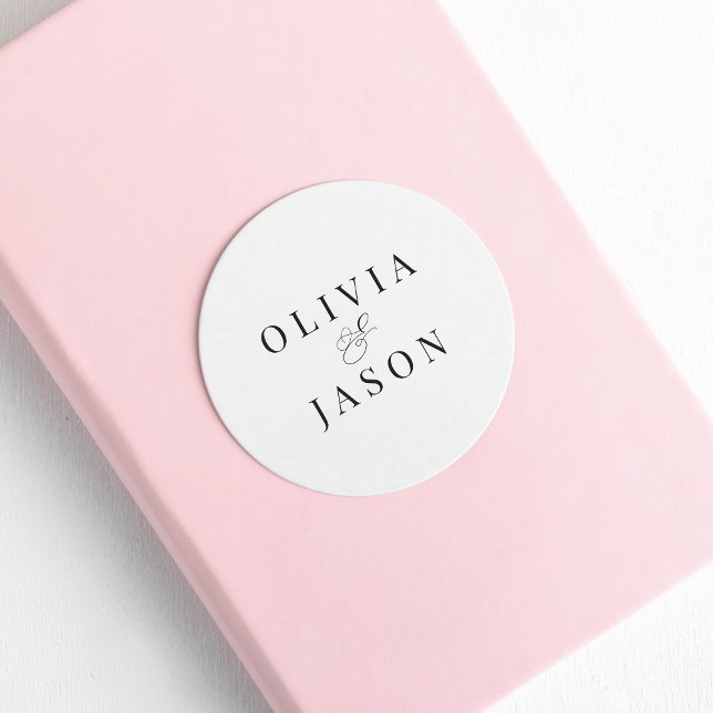 Adesivo Casamento Branco Elegante Clássico Ampersand (Criador carregado)