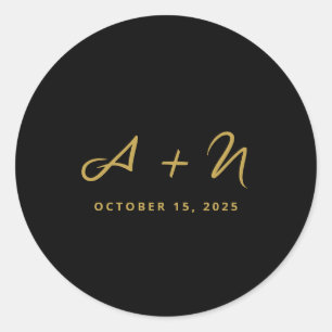 Adesivo Casamento branco elegante de preto e monograma Dou