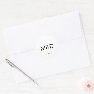 Adesivo Casamento Branco Mínimo de Monograma do Script Fla