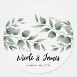 Adesivo Casamento Branco Moderno com Folhas de Vegetação M