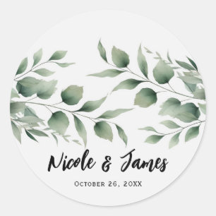 Adesivo Casamento Branco Moderno com Folhas de Vegetação M