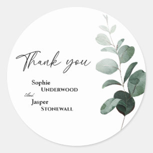 Adesivo Casamento Branco Moderno Greenery Obrigado Sticker