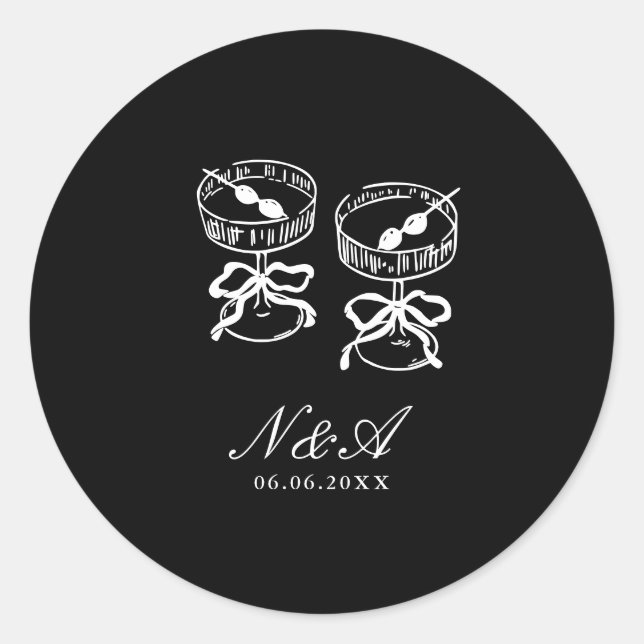 Adesivo Casamento Branco Negro da Caligrafia Moderna (Frente)