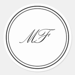 Adesivo Casamento Branco Negro de Monograma Clássico com M